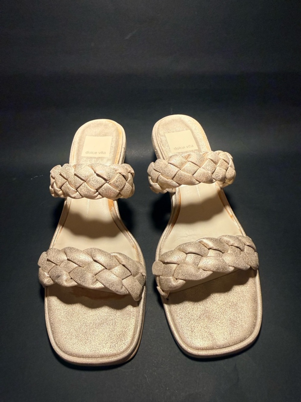 Dolce Vita Metallic Rose Braided Double-Strap Slide Sandals 7.5
